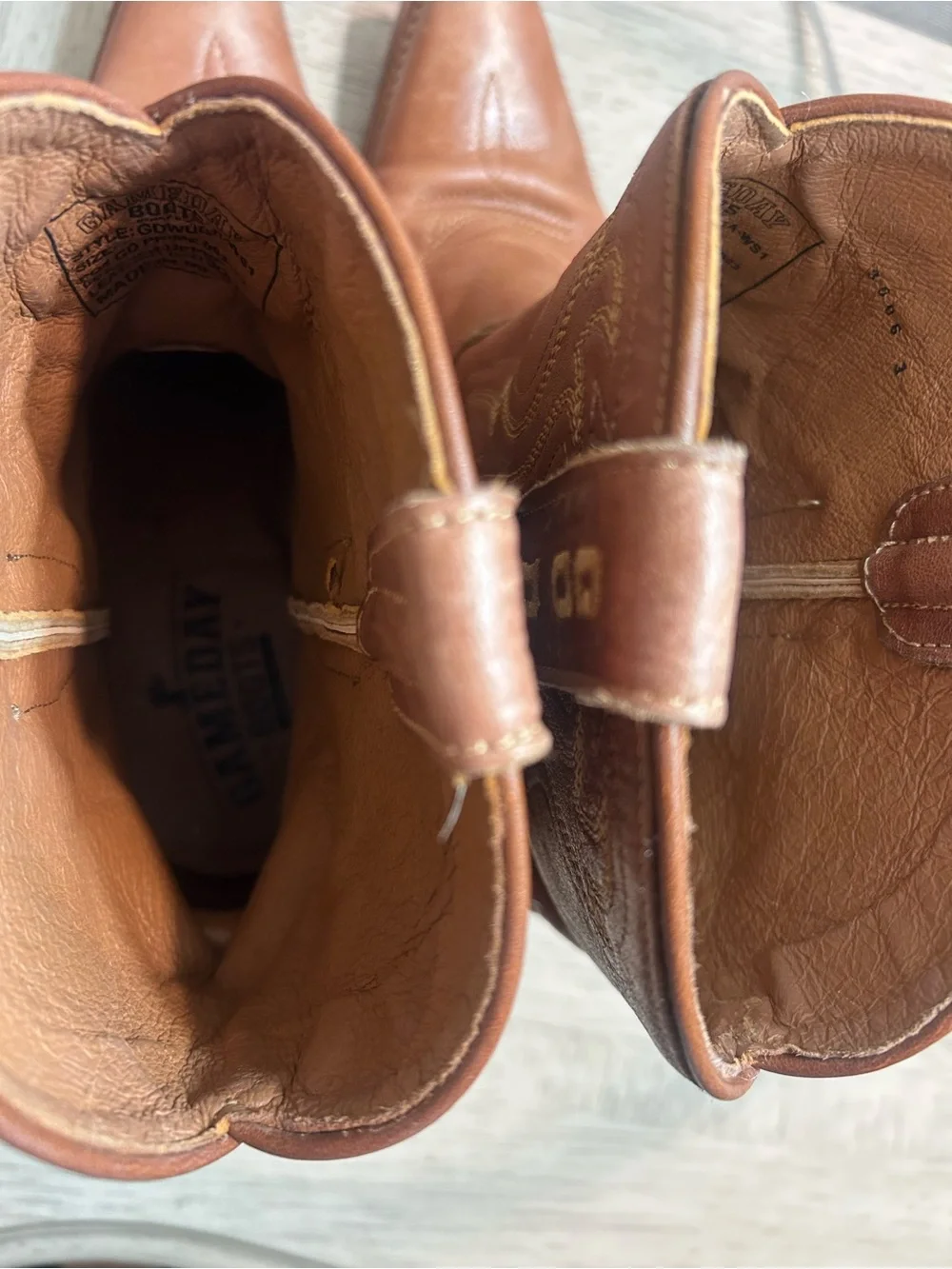 Brown Leather Western Ankle Boots with Team Patch